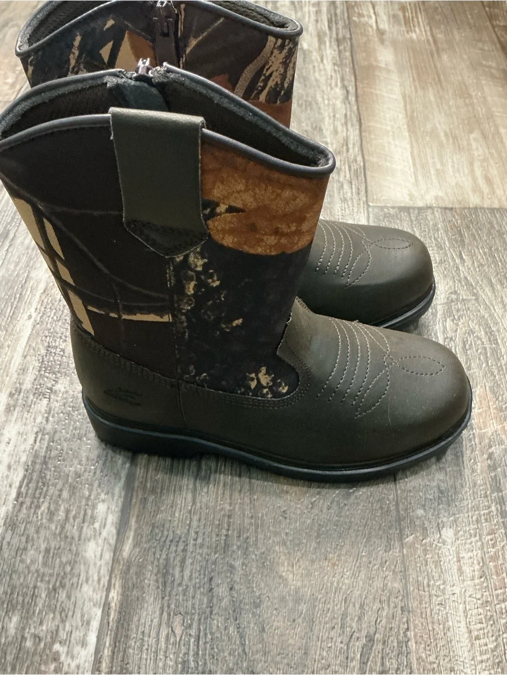 Deer Stags Brown and Dark Brown Kids Western Work Boot Size 1